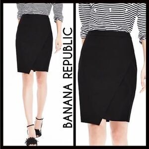NEW with tags black Banana Republic Bi-Stretch Crossover Pencil Skirt size 0